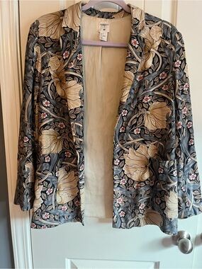 Morris & Co x H&M Floral Lined Blazer in Navy, Gold & Pink